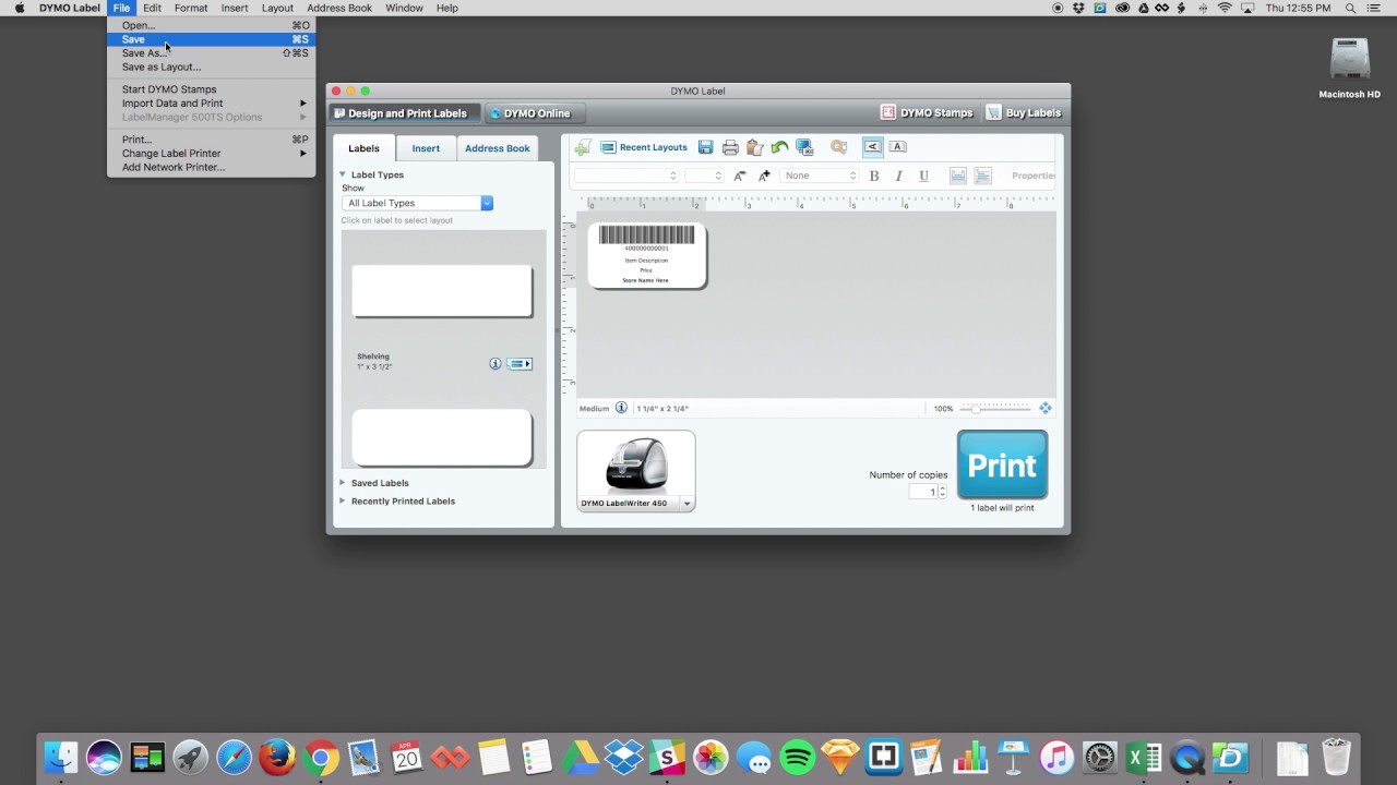 dymo label printer software for mac